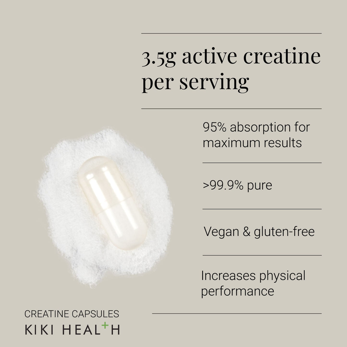 KIKI Health Creatine Monohydrate 120 Vegi Capsules